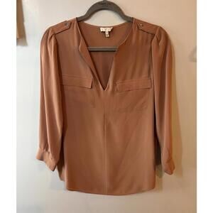 Joie- Women's Rust Brown Long Sleeve Blouse, 100% Silk, Size XS